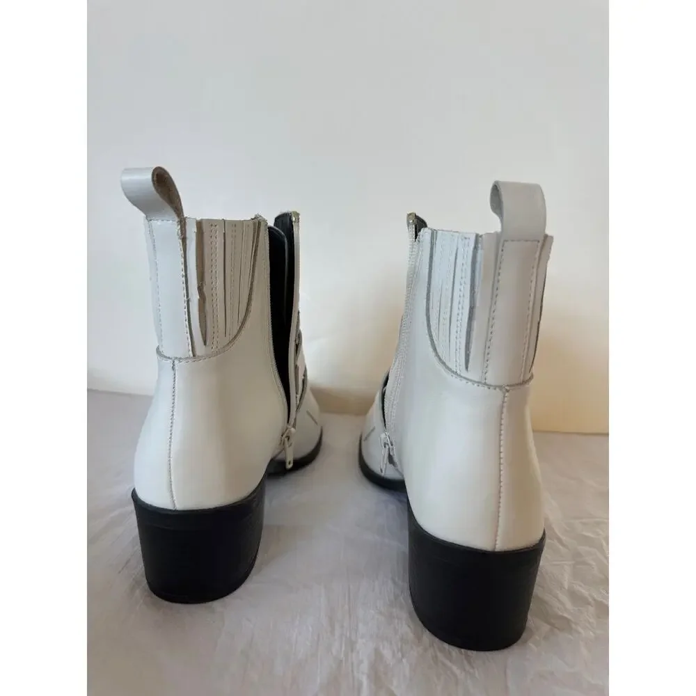 White Triple-Buckle Ankle Boots - Women's Fashion Boots